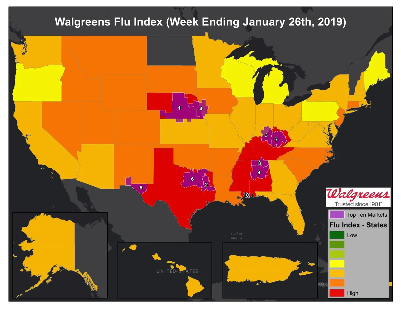 Mississippi, Alabama see flu activity gains in Walgreens’ Flu Index