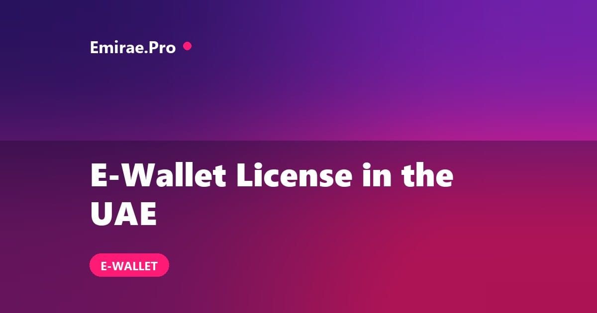 E Wallet License in the UAE: How Digital Wallets Are Regulated Under SVF Rules