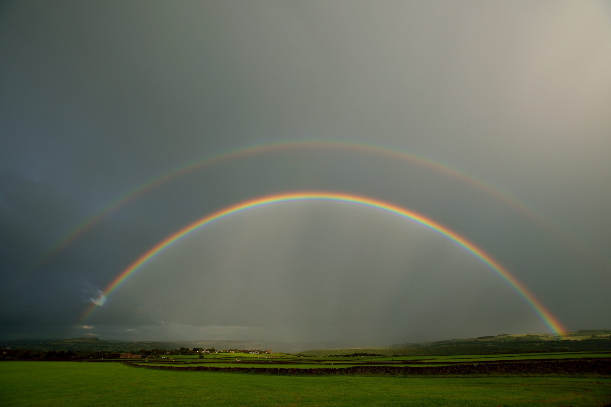 3rd Place Double rainbow in late evening light after a day of sunshine and showers in Huddersfield by Jane Brook @jayceb19