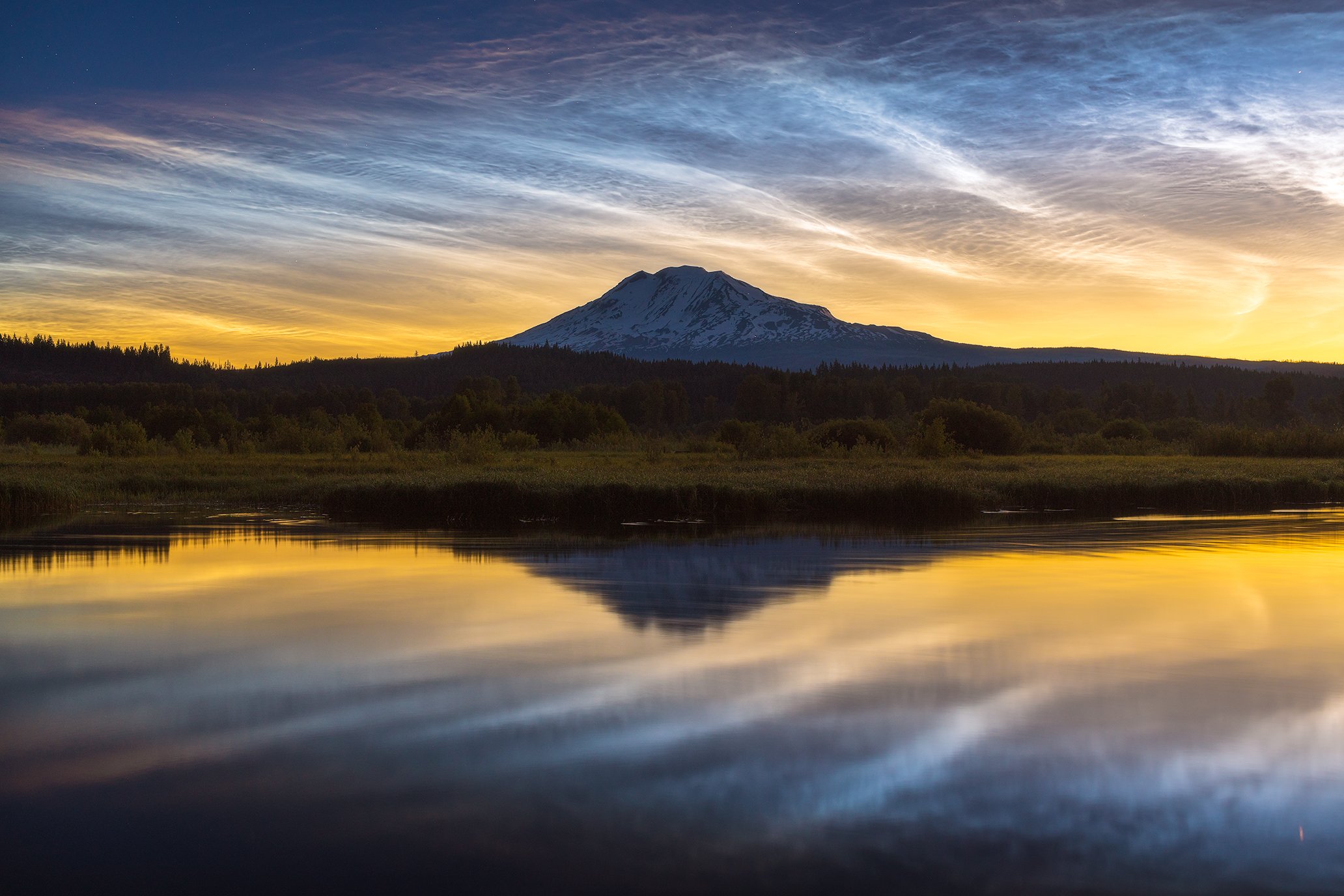 1st Place Noctilucent clouds over Mount Adams, Washington State by Dream Captured Images @NightSkyImages