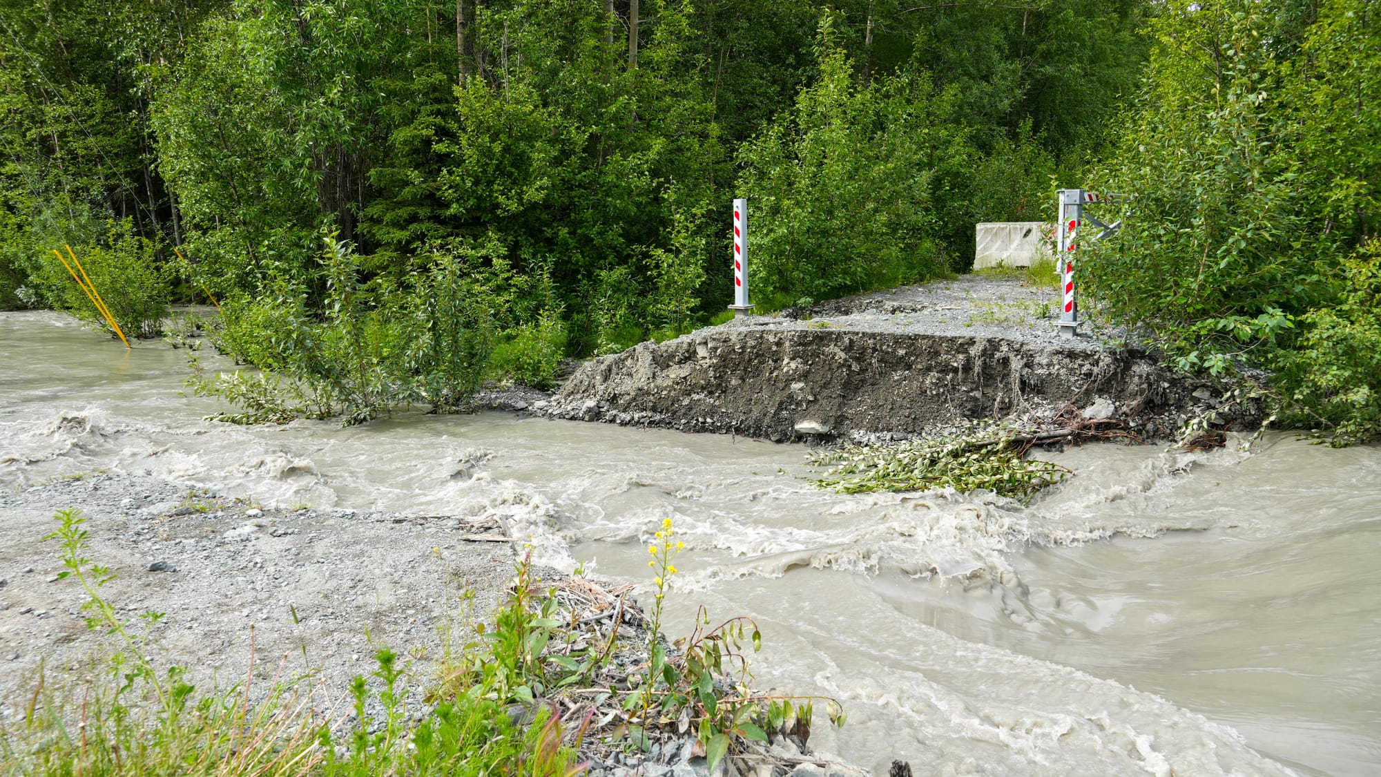 An informal levee at the Maud Road extension off the Old Glenn Highway