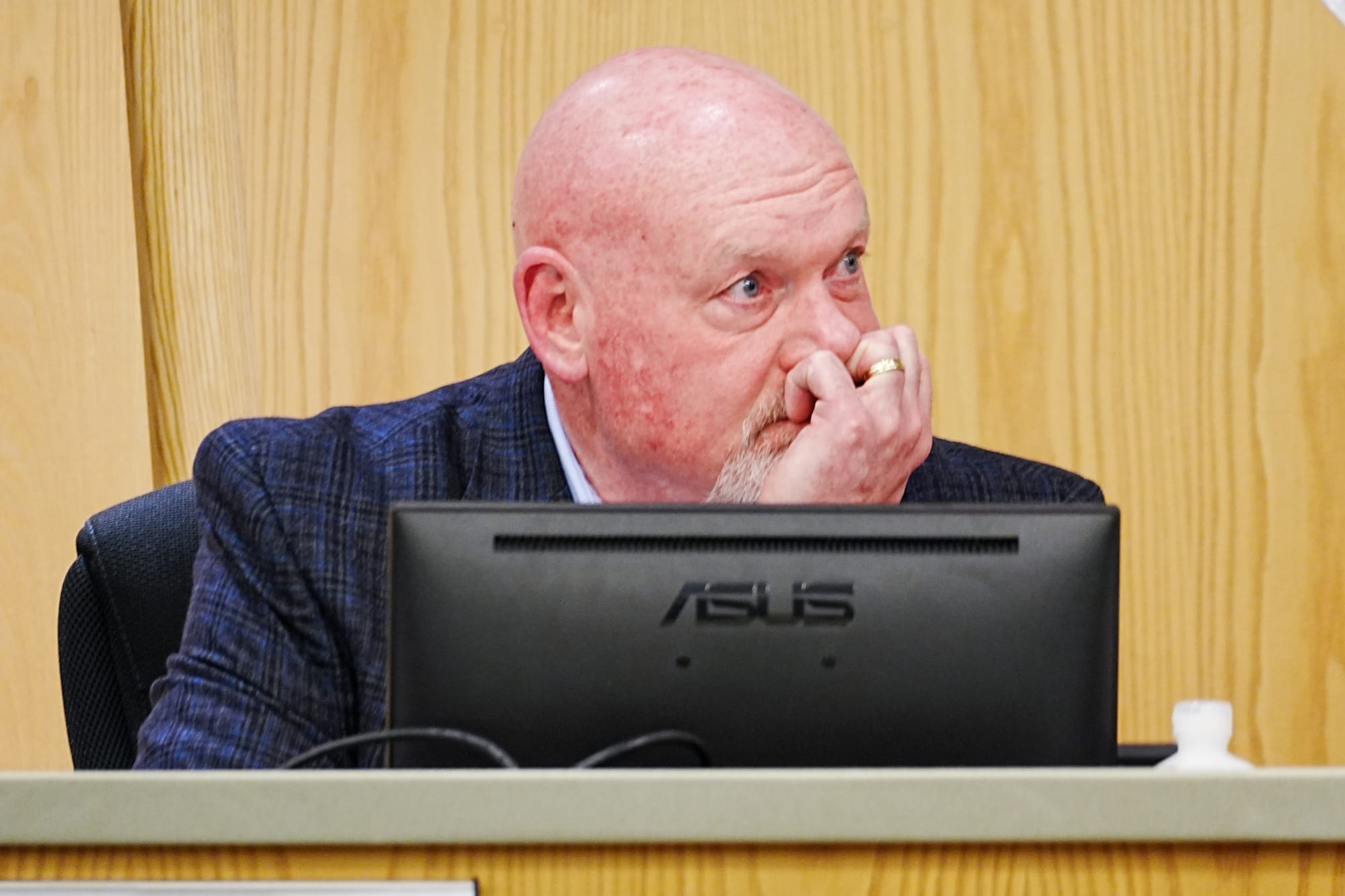 Matanuska-Susitna Borough Manager Mike Brown listens