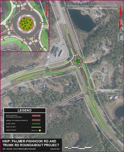 An Alaska Department of Transportation and Public Facilities map shows the planned roundabout.