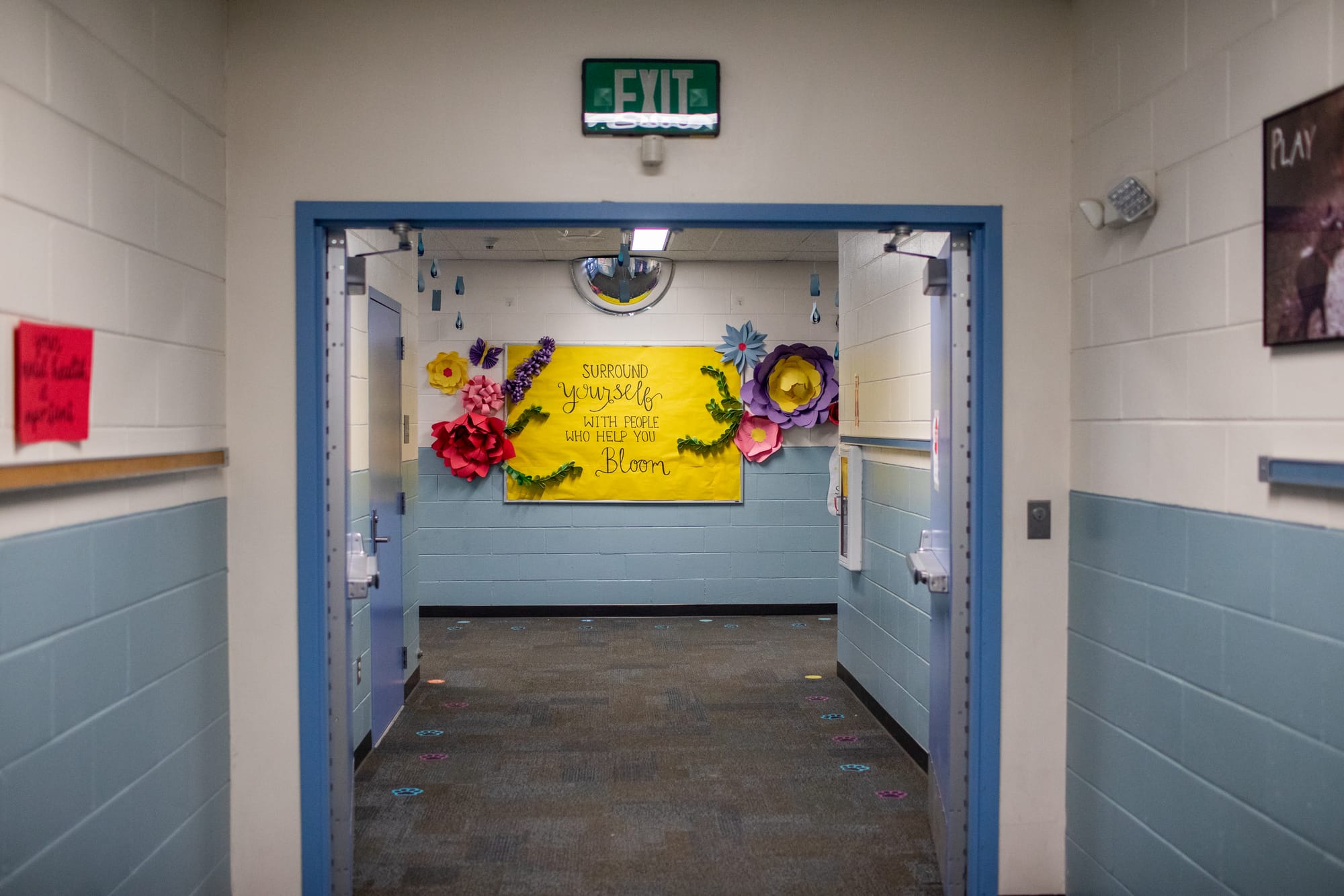 A view down the hall of Meadow Lakes Elementary School
