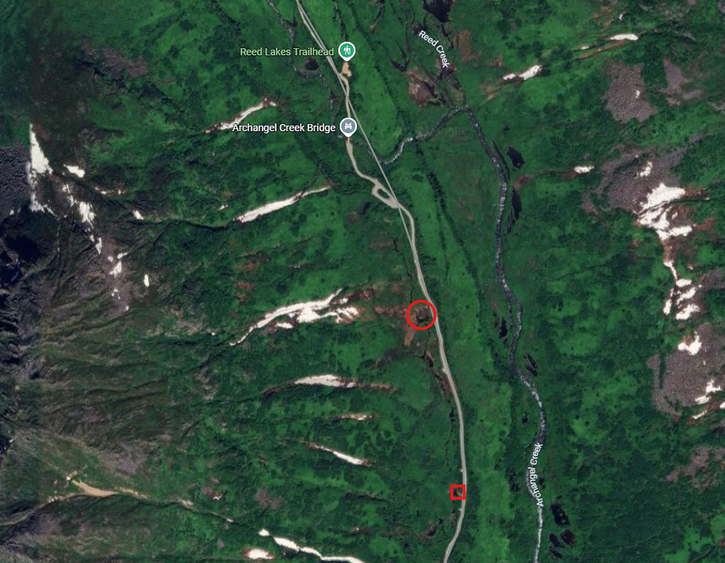 A pair of beaver ponds, marked in red, and three beavers were removed along Archangel Road
