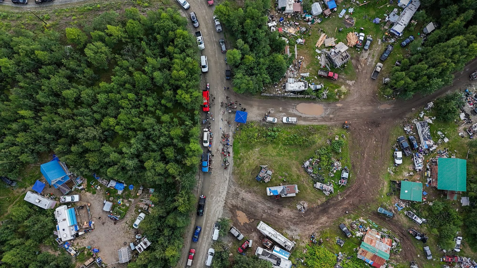 An ariel view of the meeting at properties near Drowsy Drive and Peaceful Place