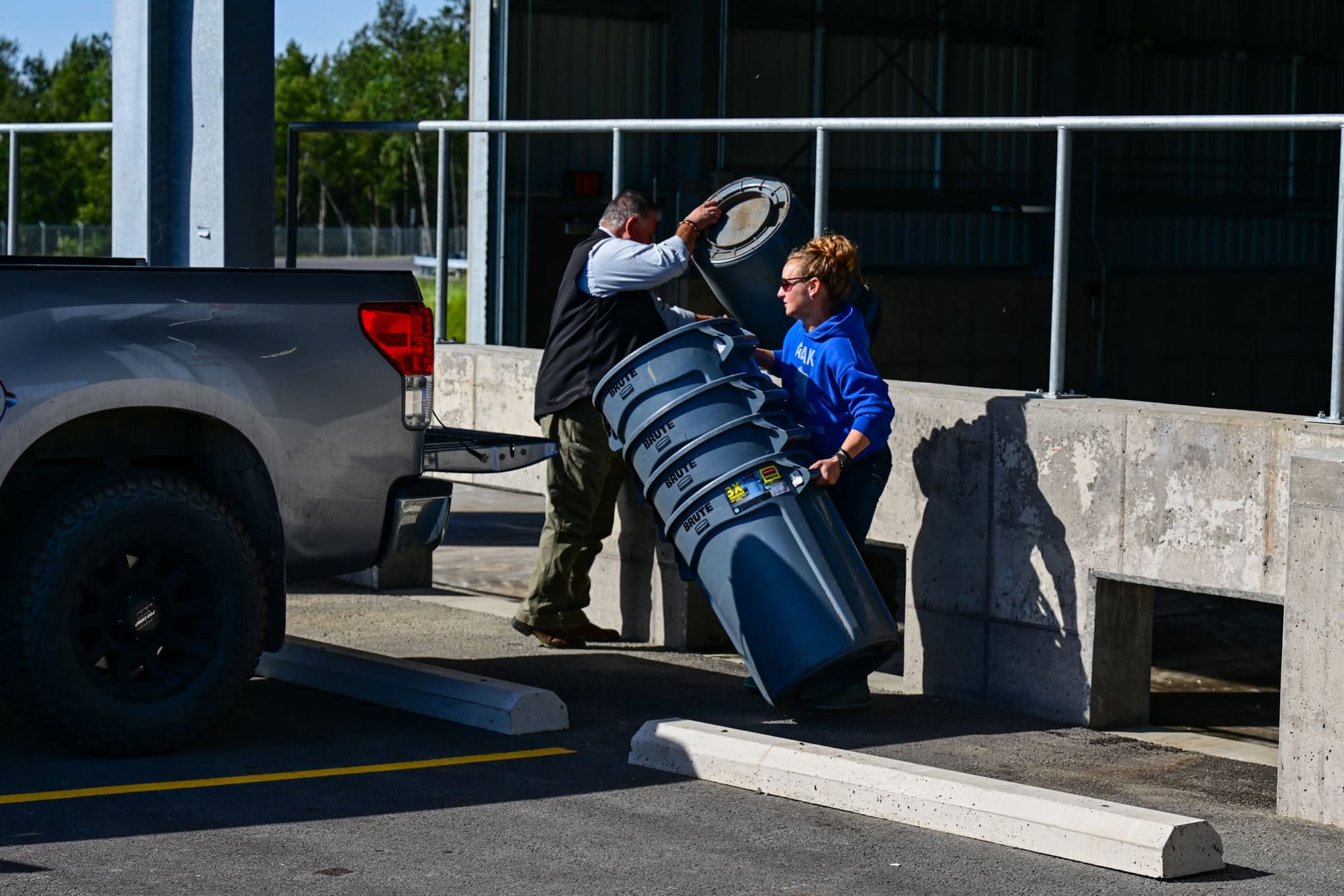 Residents dump trash in the Matanuska-Susitna Borough's Central Landfill's new tipping floor 