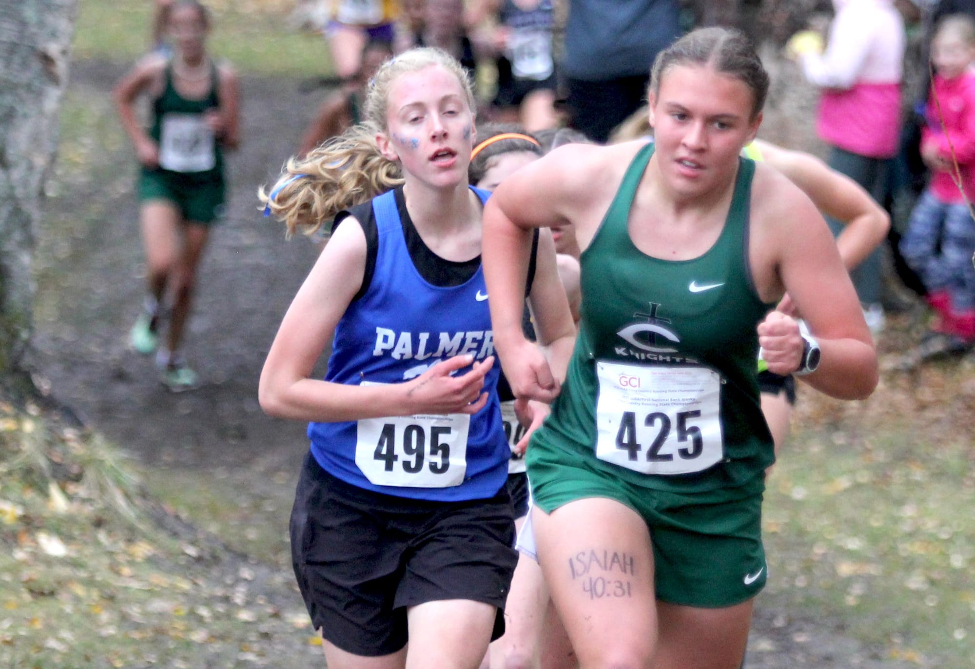 Colony’s Aubrey Virgin runs just ahead of Palmer’s Karley Tichenor