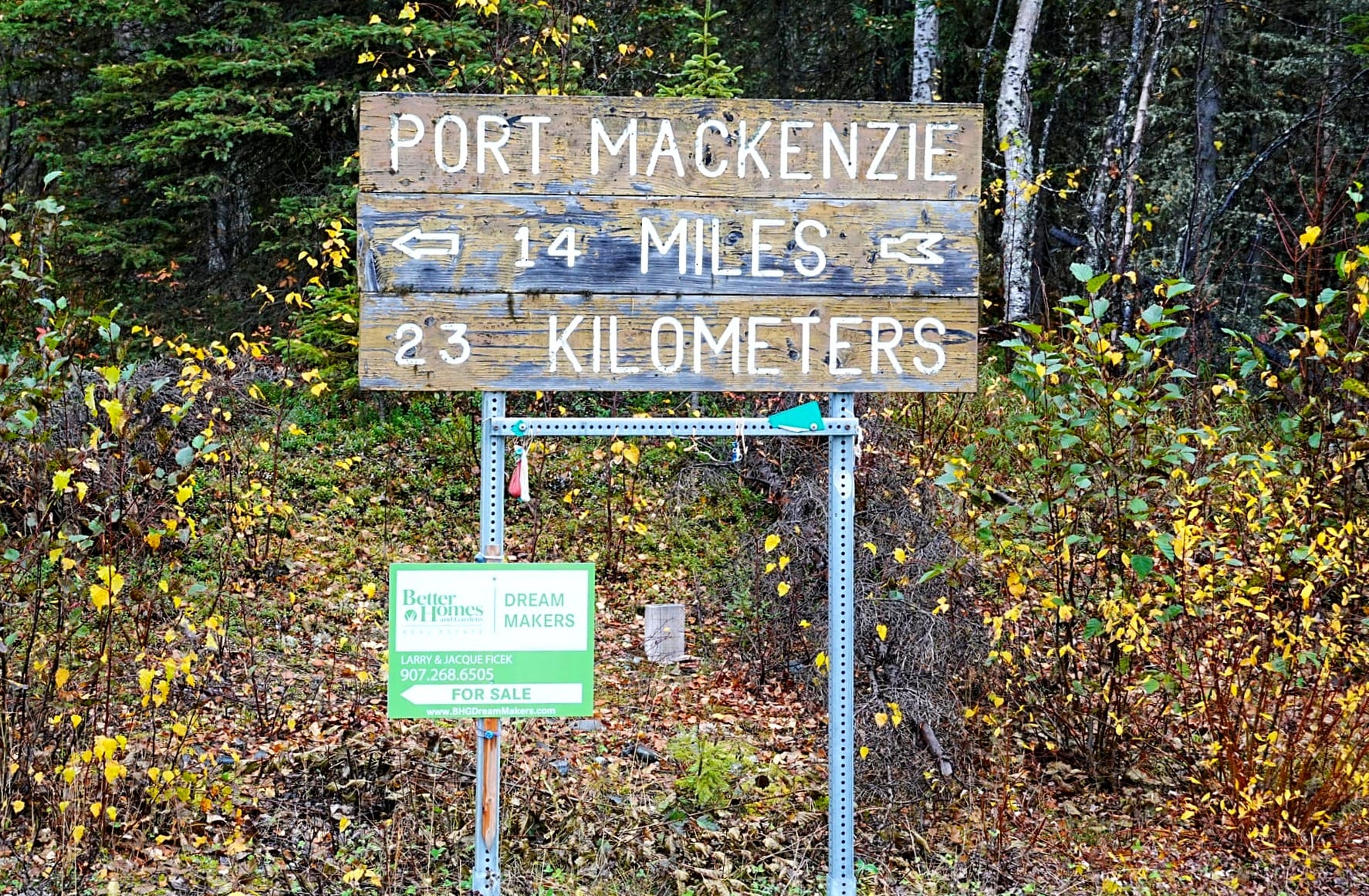 A sign points the way to Port MacKenzie