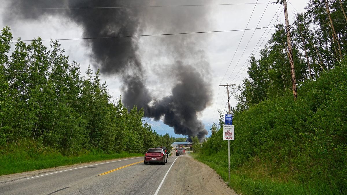 Landfill blaze burning through  construction waste