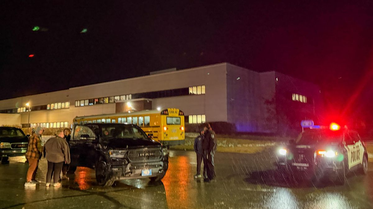 Icy roads trigger minor school bus crash at Palmer High