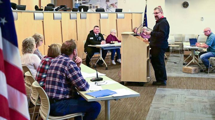 Matanuska-Susitna Borough Attorney Nicholas Spiropoulos speaks to a panel