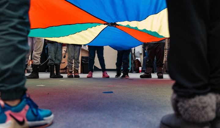 Students at Sherrod Elementary School in Palmer participate in a group activity
