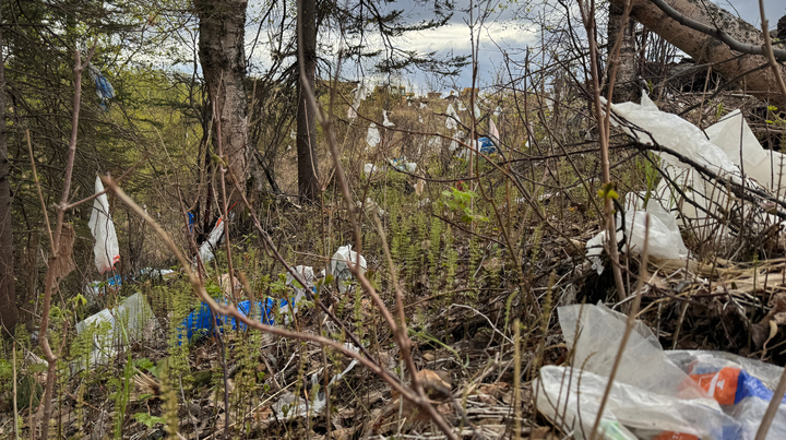 Trash caught in the Crevasse-Moraine trail system 