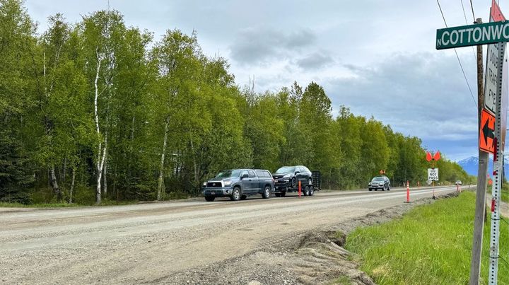 Crews prepared a section of road prepared a section of road between Cottonwood Loop and Earl Drive