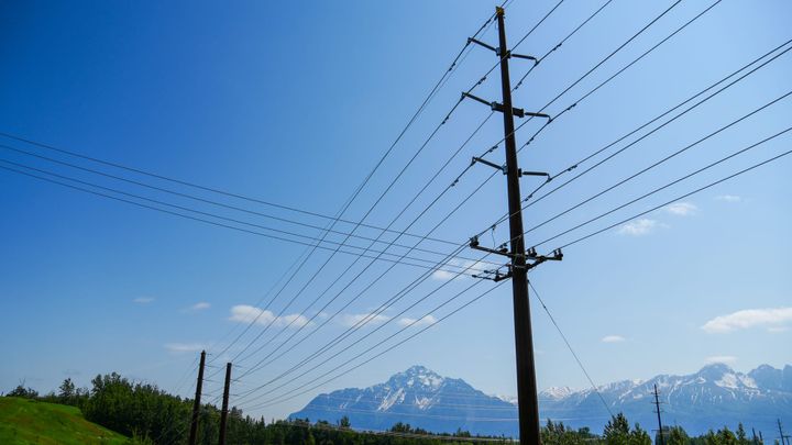 A high voltage power line runs adjacent to the UAF Experimental Farm near Palmer 