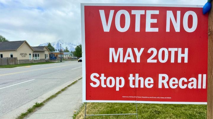 A campaign sign posted in Palmer on May 20, 2025.