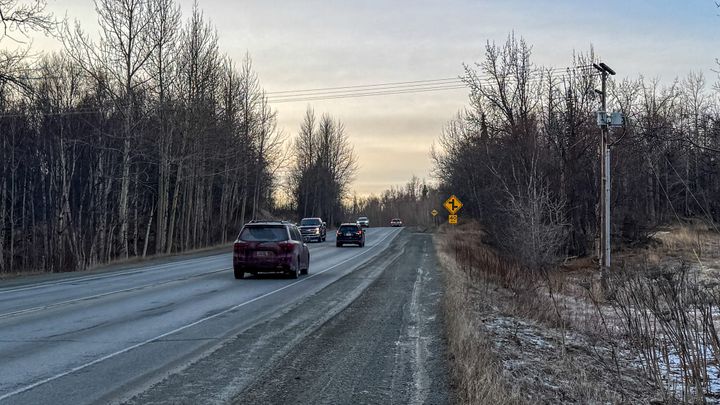 Vehicles travel down Bogard Road near Engstrom RoadVehicles travel down Bogard Road near Engstrom Road 
