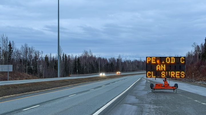 A sign near S. Birchwood Loop in Chugiak on April 15, 2026