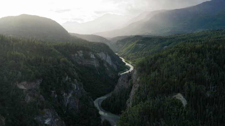 Caribou Creek flows through a canyon near the site of a proposed hydropower project
