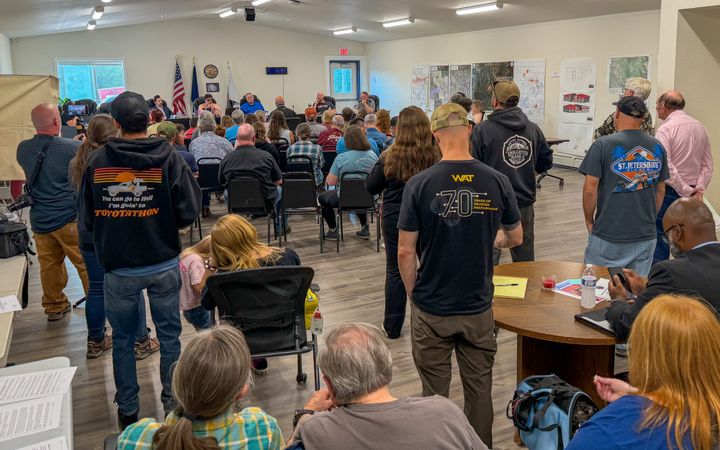 Dozens of residents attend a Houston City Council meeting Aug. 13, 2026