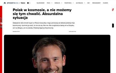 Spider'sWeb: Polak w kosmosie, a nie możemy się tym chwalić. Absurdalna sytuacja