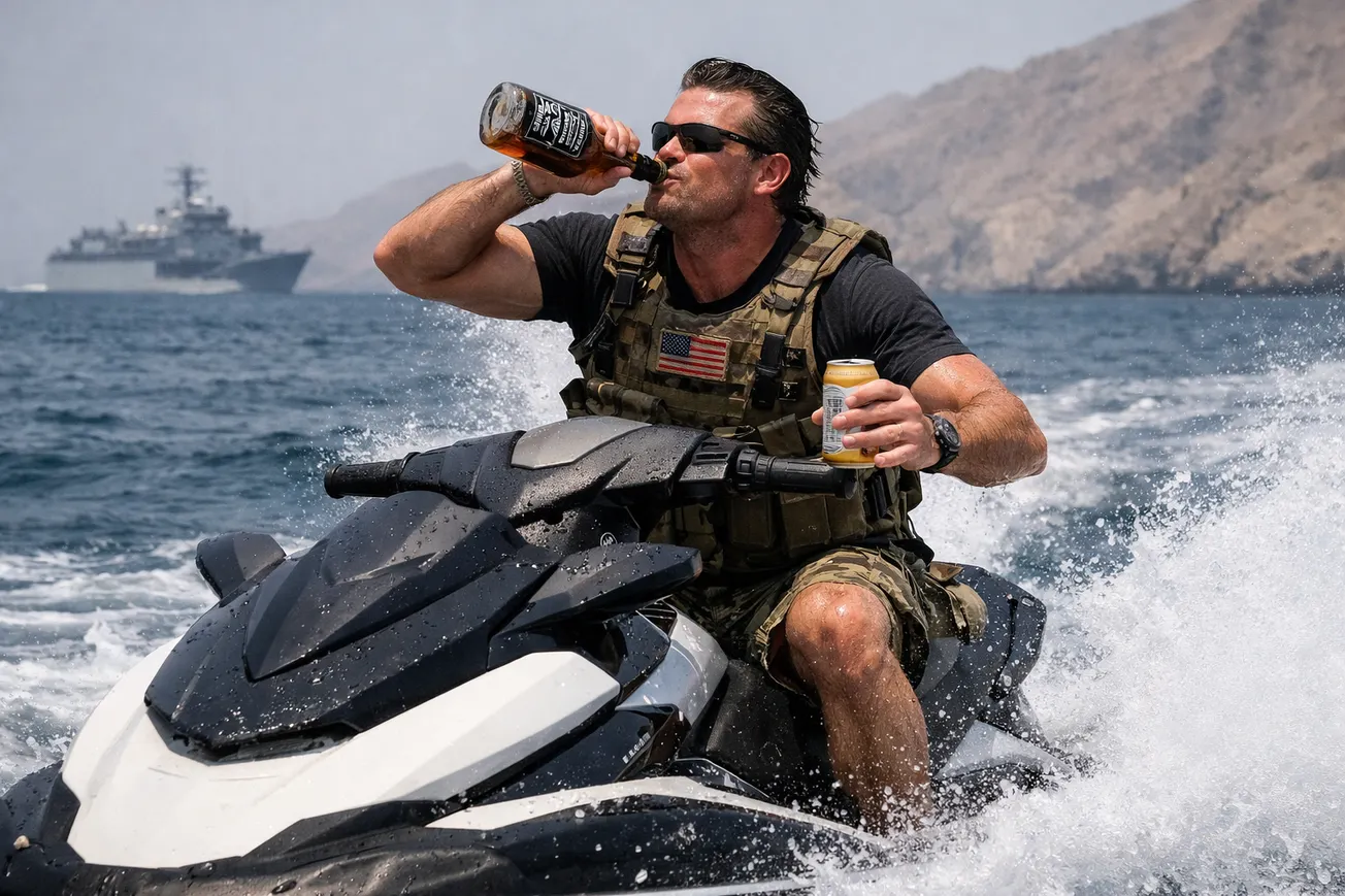 Hegseth Gets Hammered, Unwittingly Drives Jet Ski Through Hormuz Strait