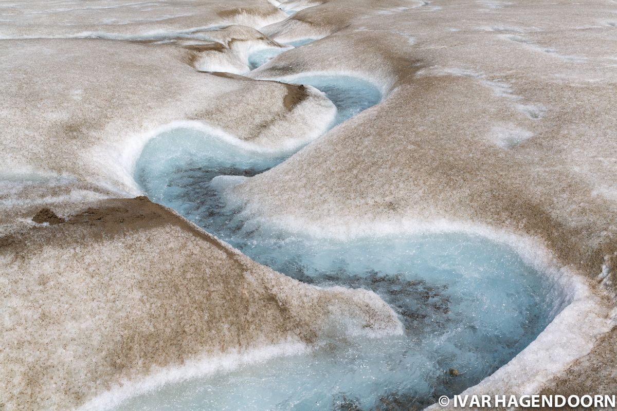 River of melt water on the Athabasca Glacier, Jasper National Park, Canada