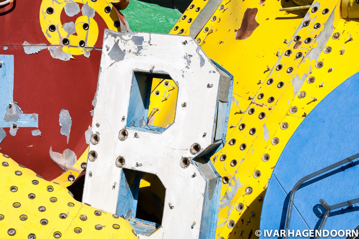 Close-up of neon signs at the Las Vegas Neon Boneyard