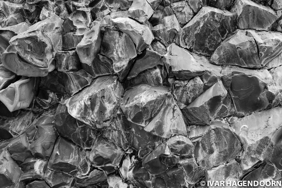 Close-up of some basalt columns in Hljóðaklettar, Iceland