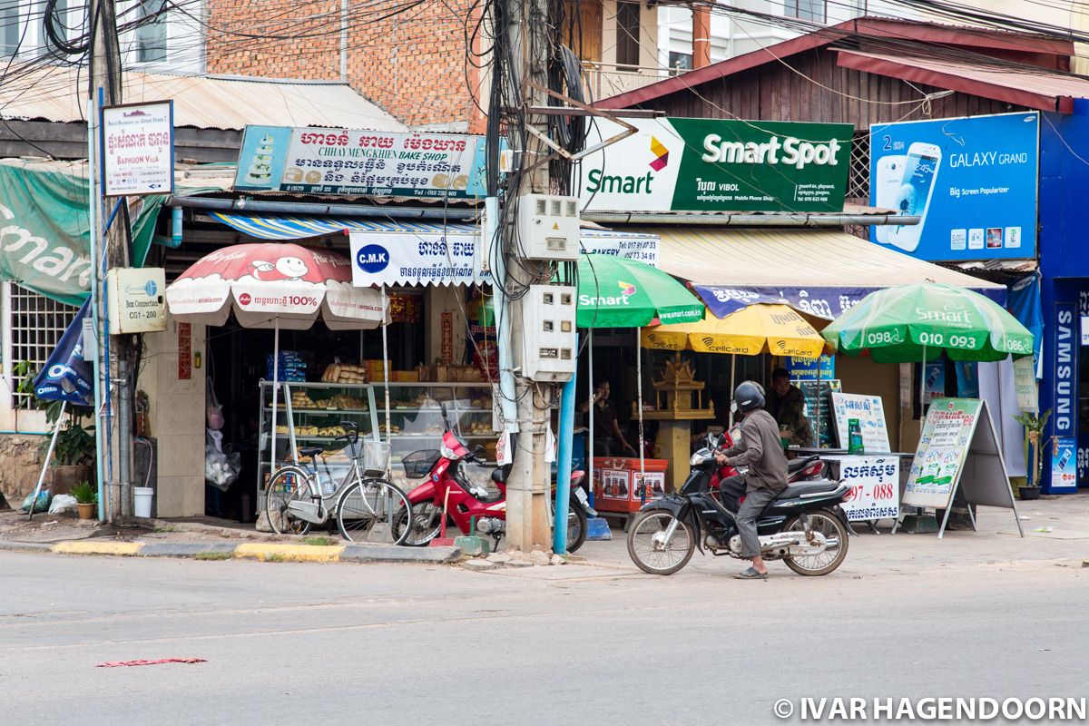 Street corner with some street stalls in Siem Reap