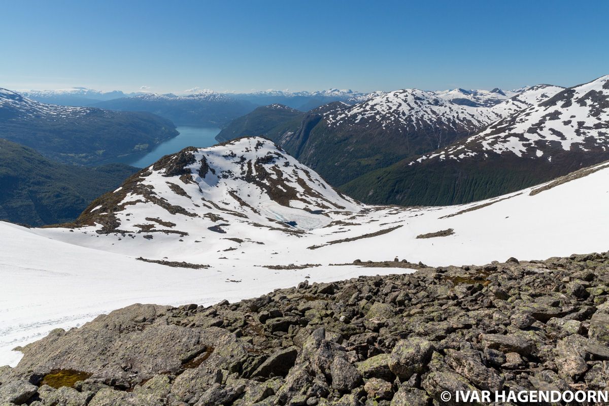 View from near the top of Mount Skåla, Norway