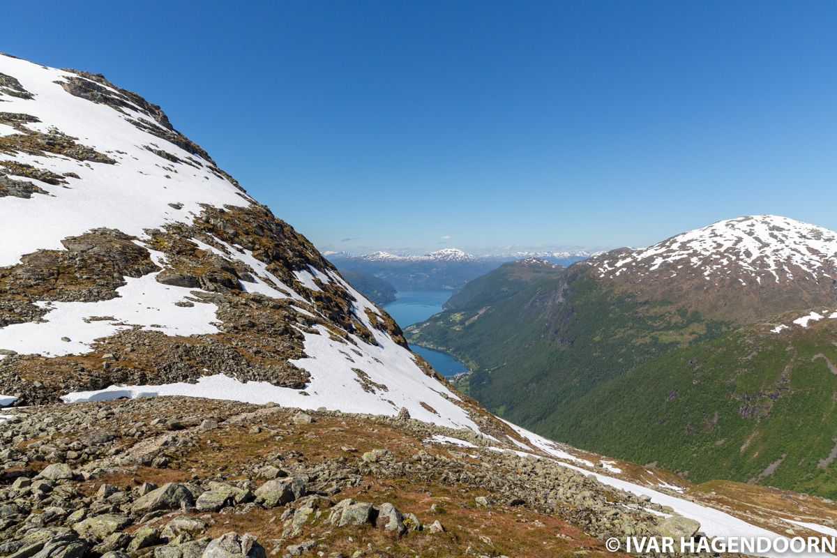 Along the way to the top of Mount Skåla, Norway
