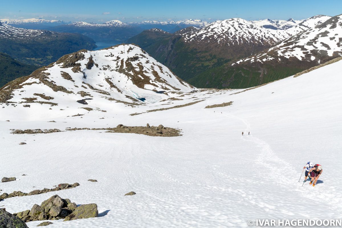 Along the way to the top of Mount Skåla, Norway