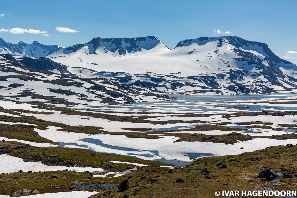 Snow capped mountains near Sognefjellhytta in Jotunheimen National Park, Norway