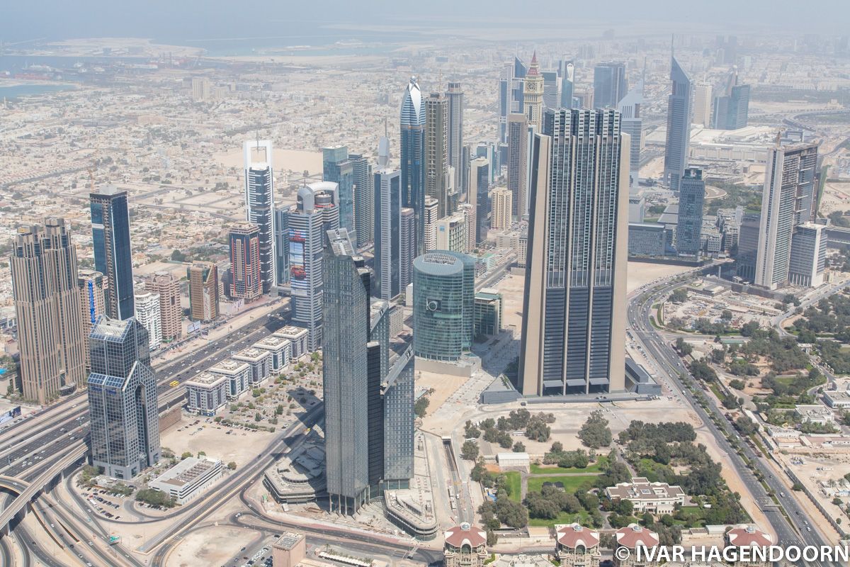 Dubai cityscape from the viewing platform at the Burj Khalifa