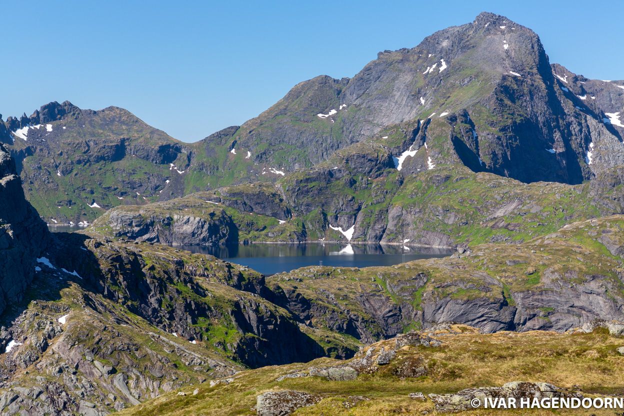 Mountains and lakes near the Munkebu hut, Lofoten