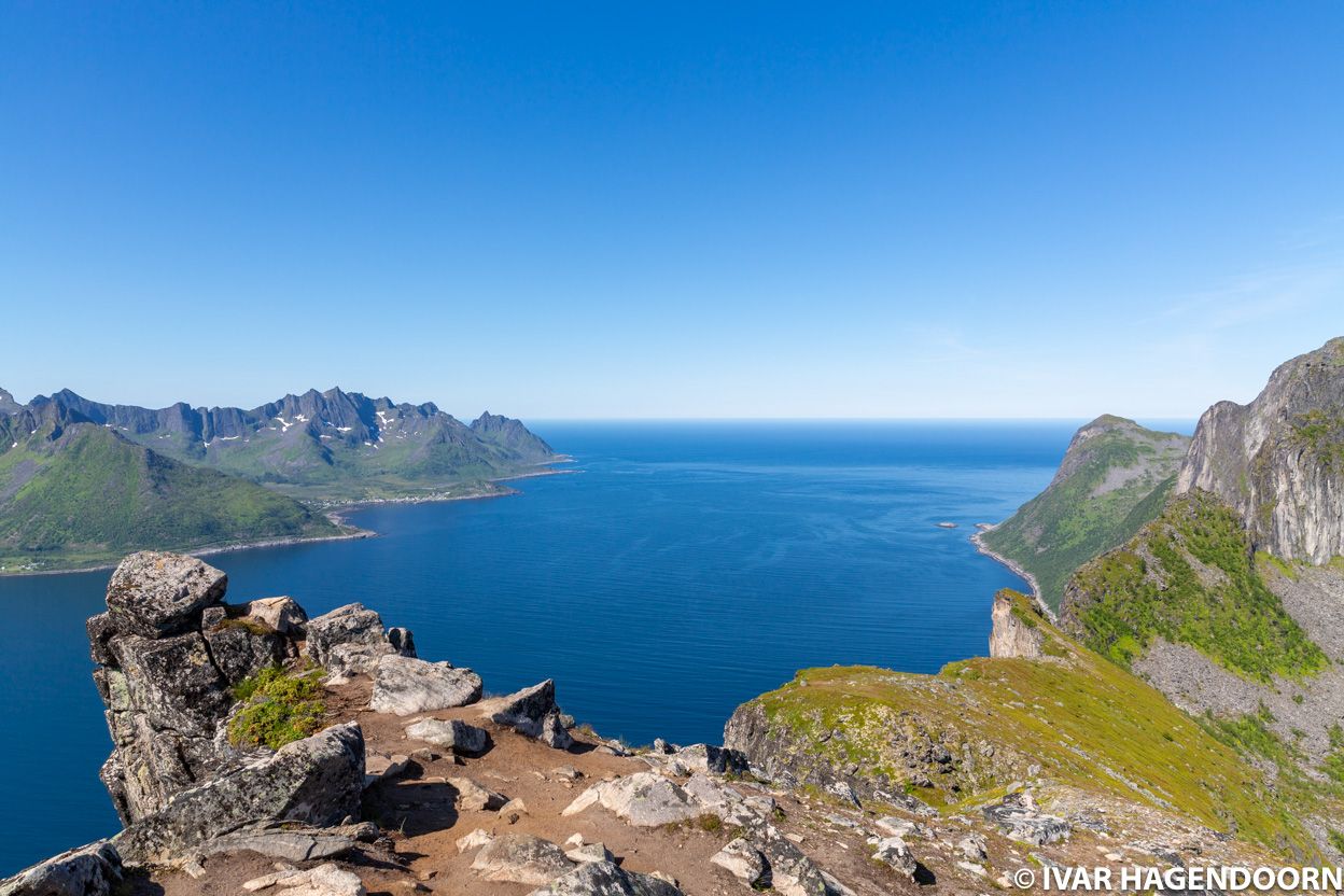 View from the top of Hesten towards the sea