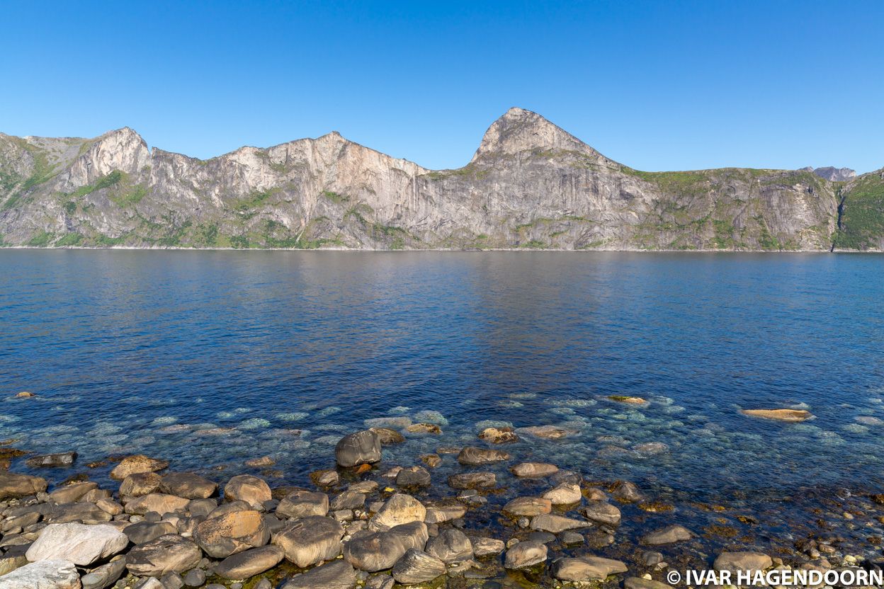 Hesten and Segla as seen from the other side of the fjord