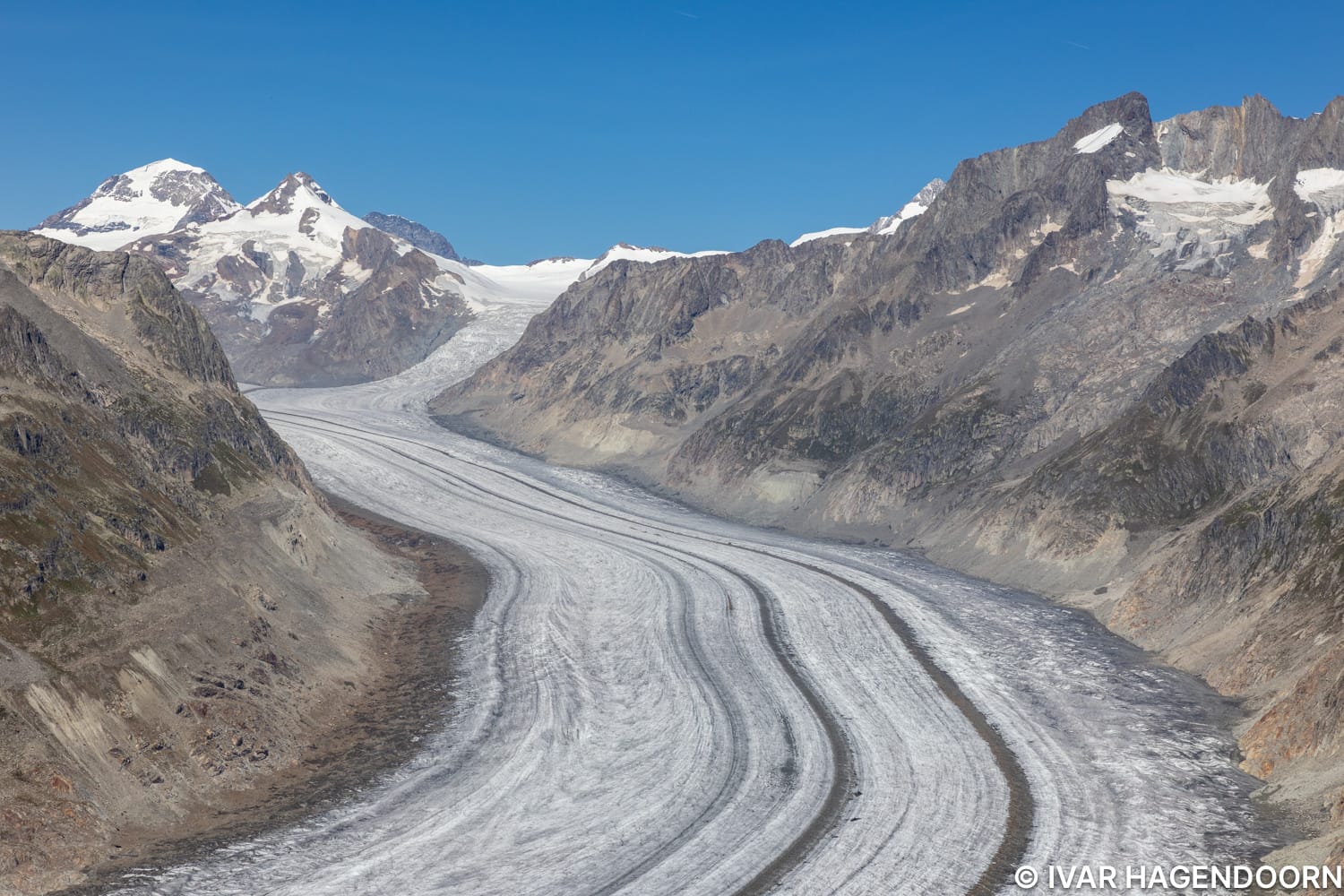 View of the Aletsch glacier from the UNESCO Höhenweg