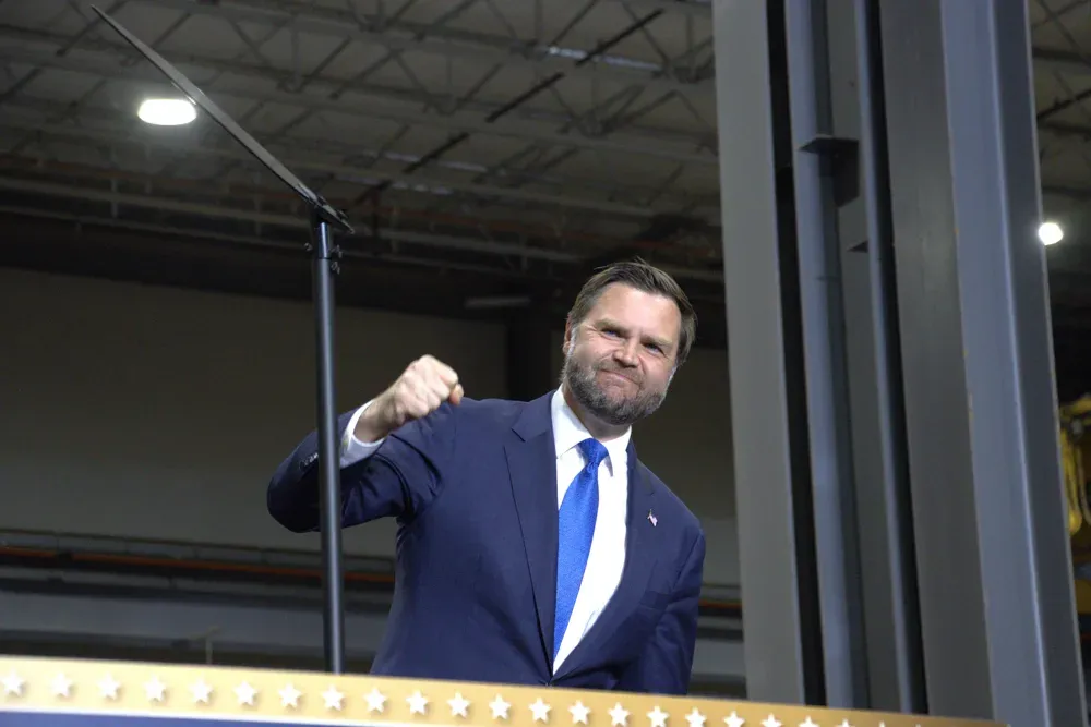 Vice President JD Vance encourages the crowd during his rally in Topeka, Kan., on Monday, Oct. 26, 2026. (Matthew Petillo/Citizen Journal)