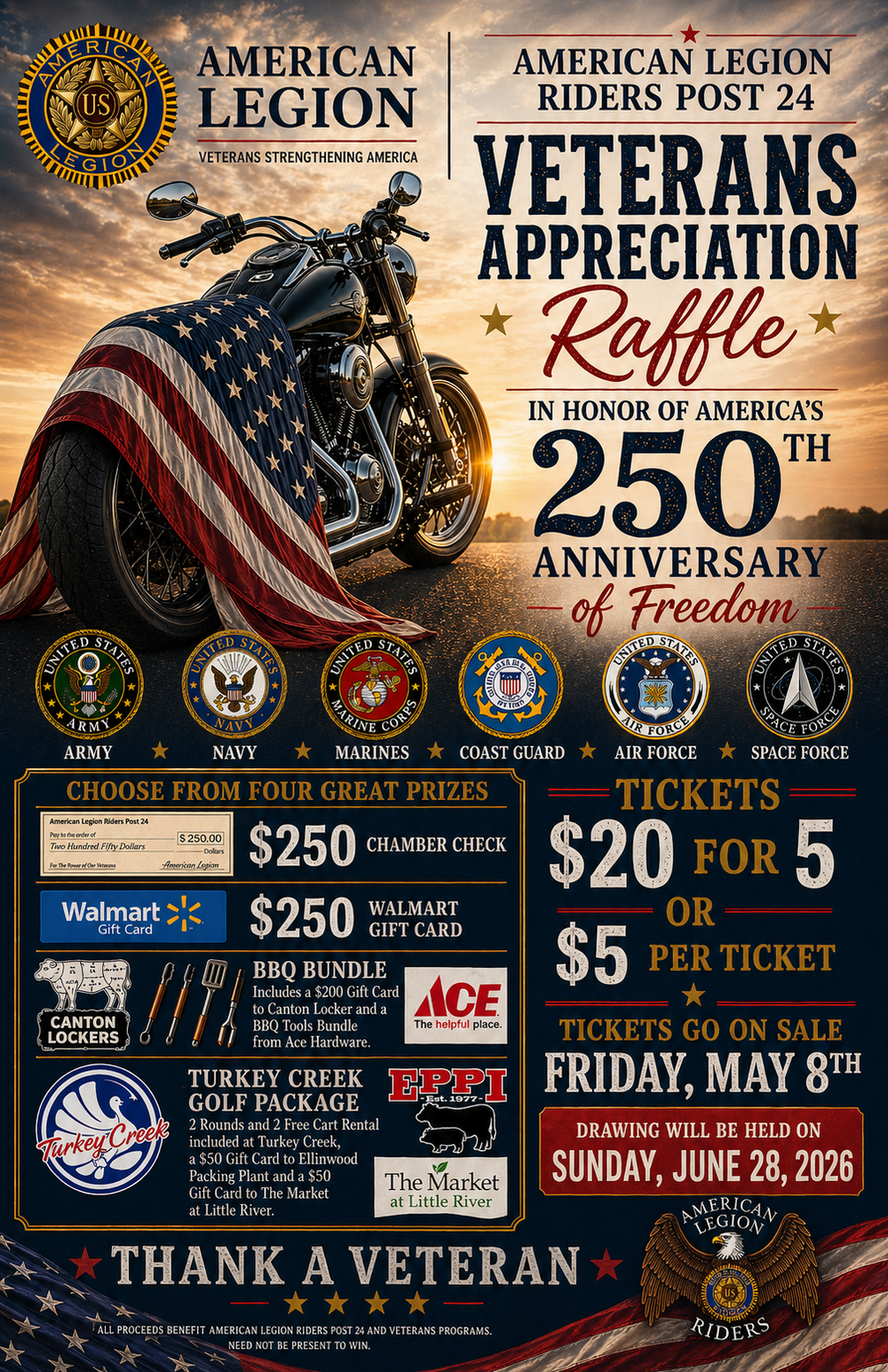 American Legion Riders Post 24 Launch Veterans Appreciation Raffle in Honor of America's 250th Anniversary