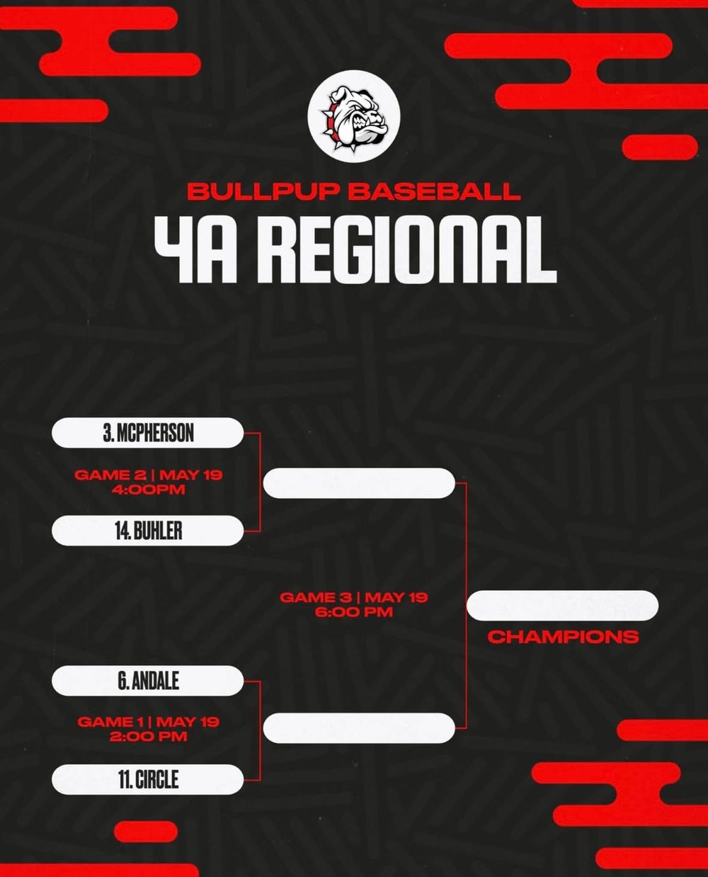 Bullpups Baseball Varsity Boys Host 4A Regional Tuesday