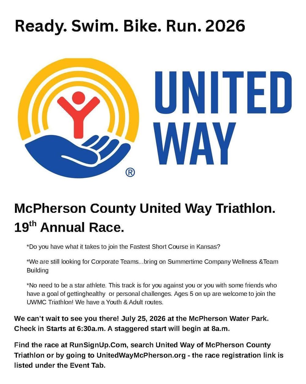 United Way of McPherson County hosts summer food drives and 19th annual triathlon