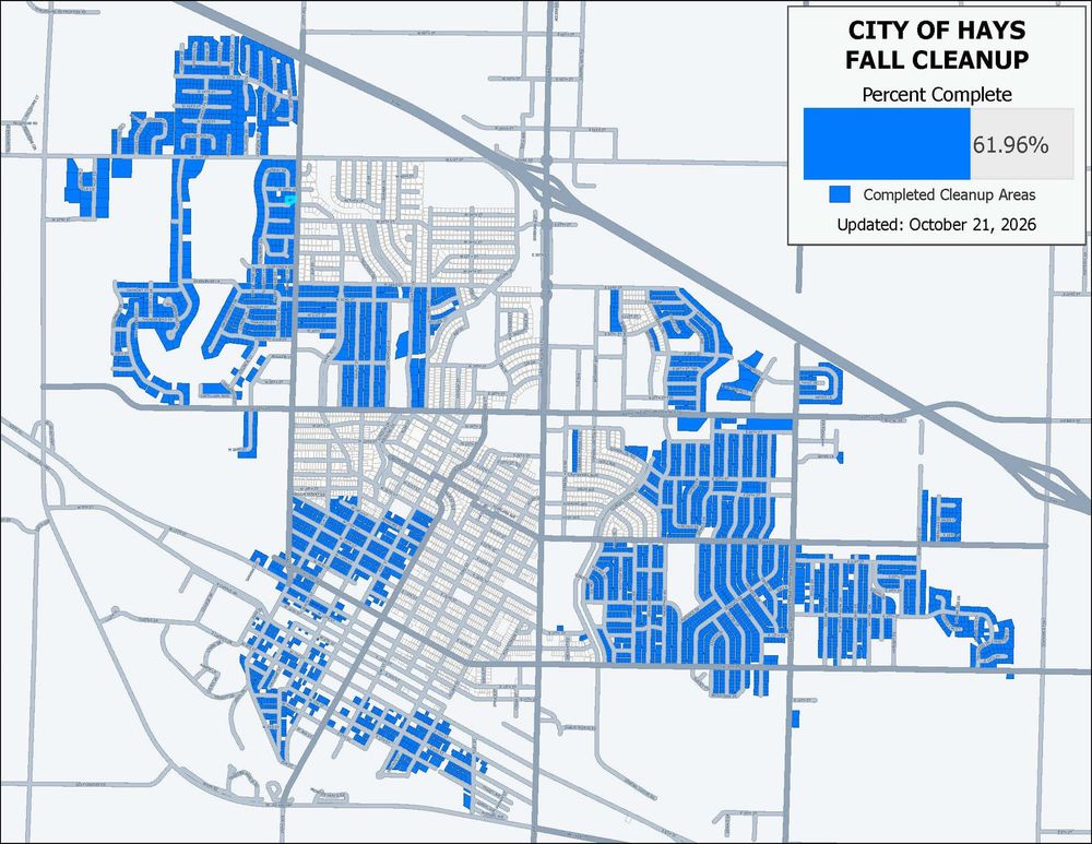 Hays releases progress map for 2026 residential fall cleanup