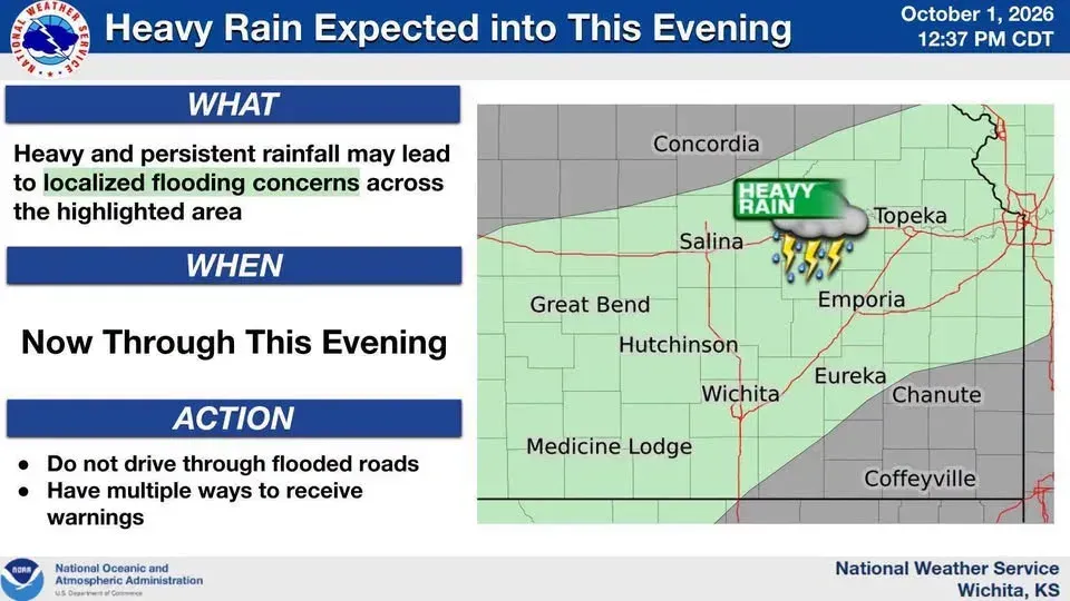 Flood Warning issued for McPherson County after up to 2 inches of rain