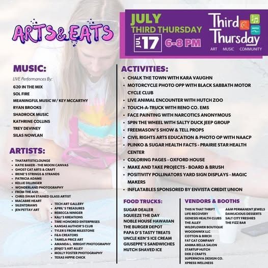 Hutchinson's July Third Thursday to feature 'Arts & Eats'