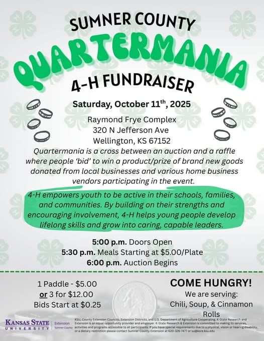 Sumner County 4-H to Host Quartermania Fundraiser Oct. 11