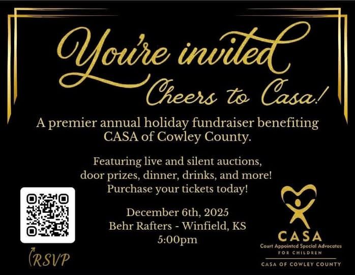 CASA of Cowley County to host annual Cheers to CASA fundraiser Dec. 6