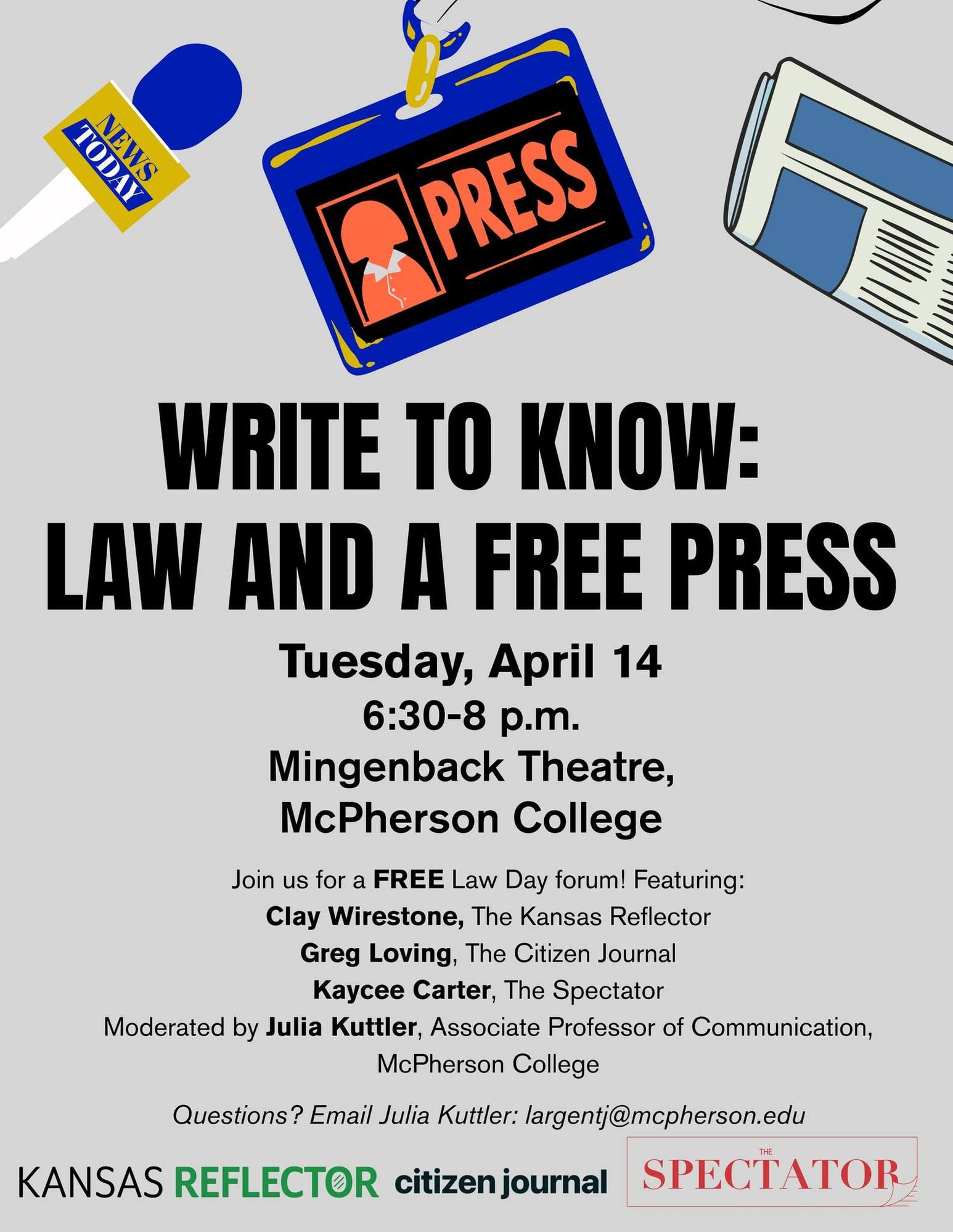 Citizen Journal to Livestream McPherson College Law Day Forum